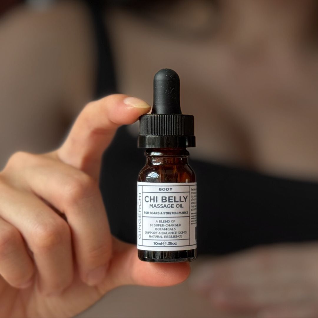 Mini Chi Belly Oil 10ml bottle with dropper for skin care