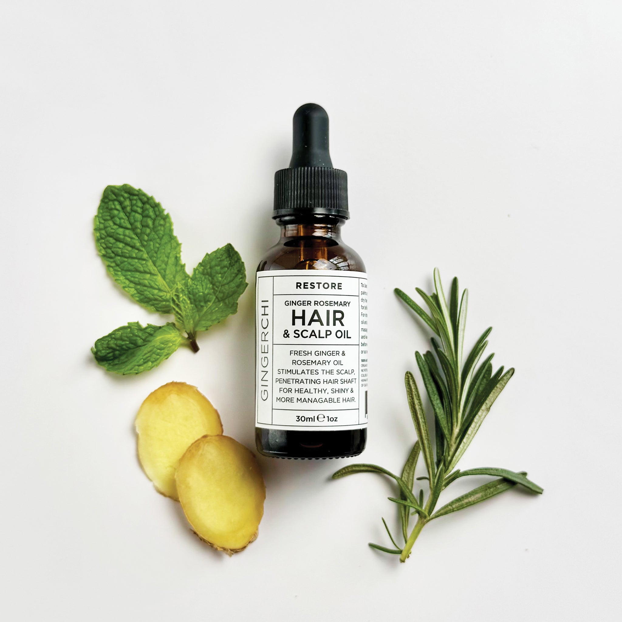 Ginger Rosemary Hair and Scalp Oil by GingerChi for hair growth and scalp nourishment