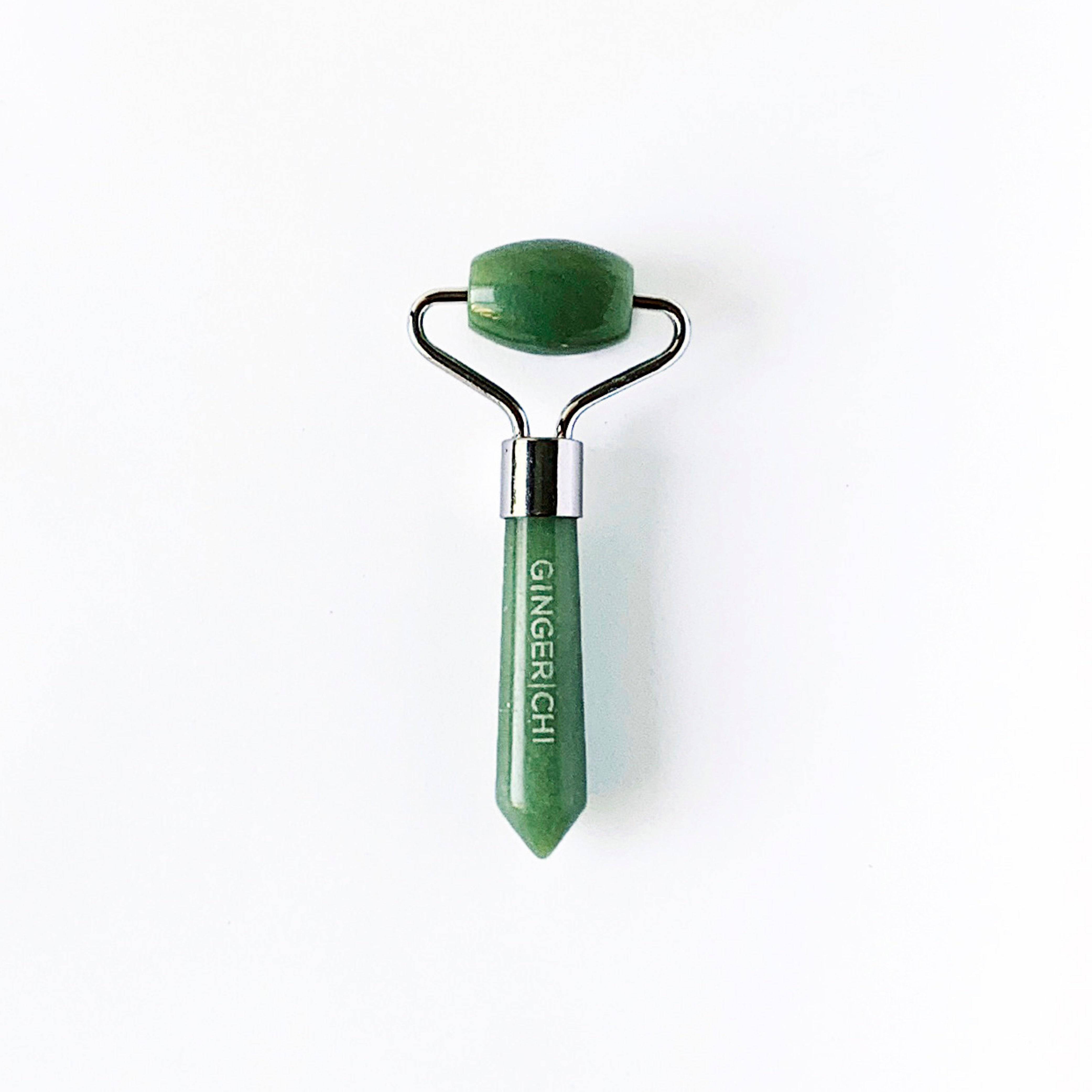 Close-up of jade facial roller