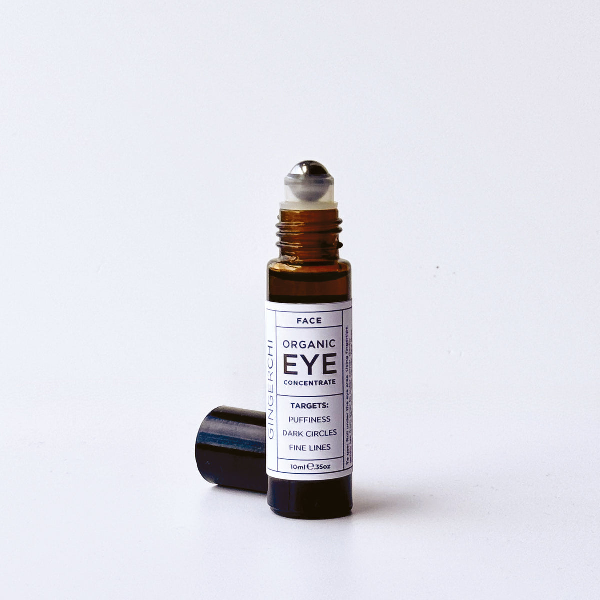 Organic Eye Oil Concentrate 10ml roll-on in an amber glass bottle