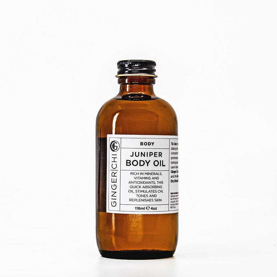GingerChi Juniper Toning Body Oil 118ml full-size for cellulite and firming skin